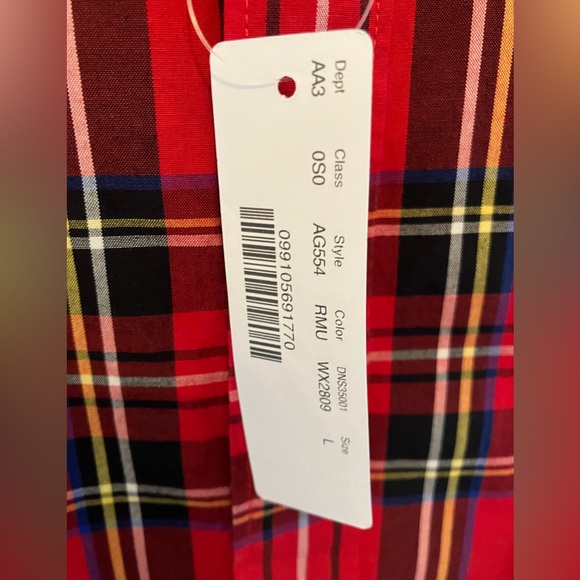 J. Crew Men’s Slim Untucked Red Holiday Plaid Shirt. Size Large. NWT. - Picture 2 of 5